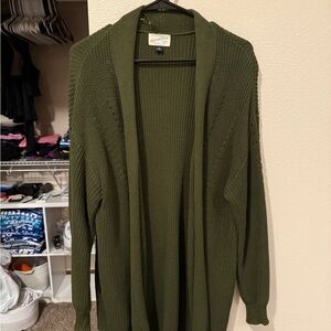 Oversized Long Green Cardigan Sweater